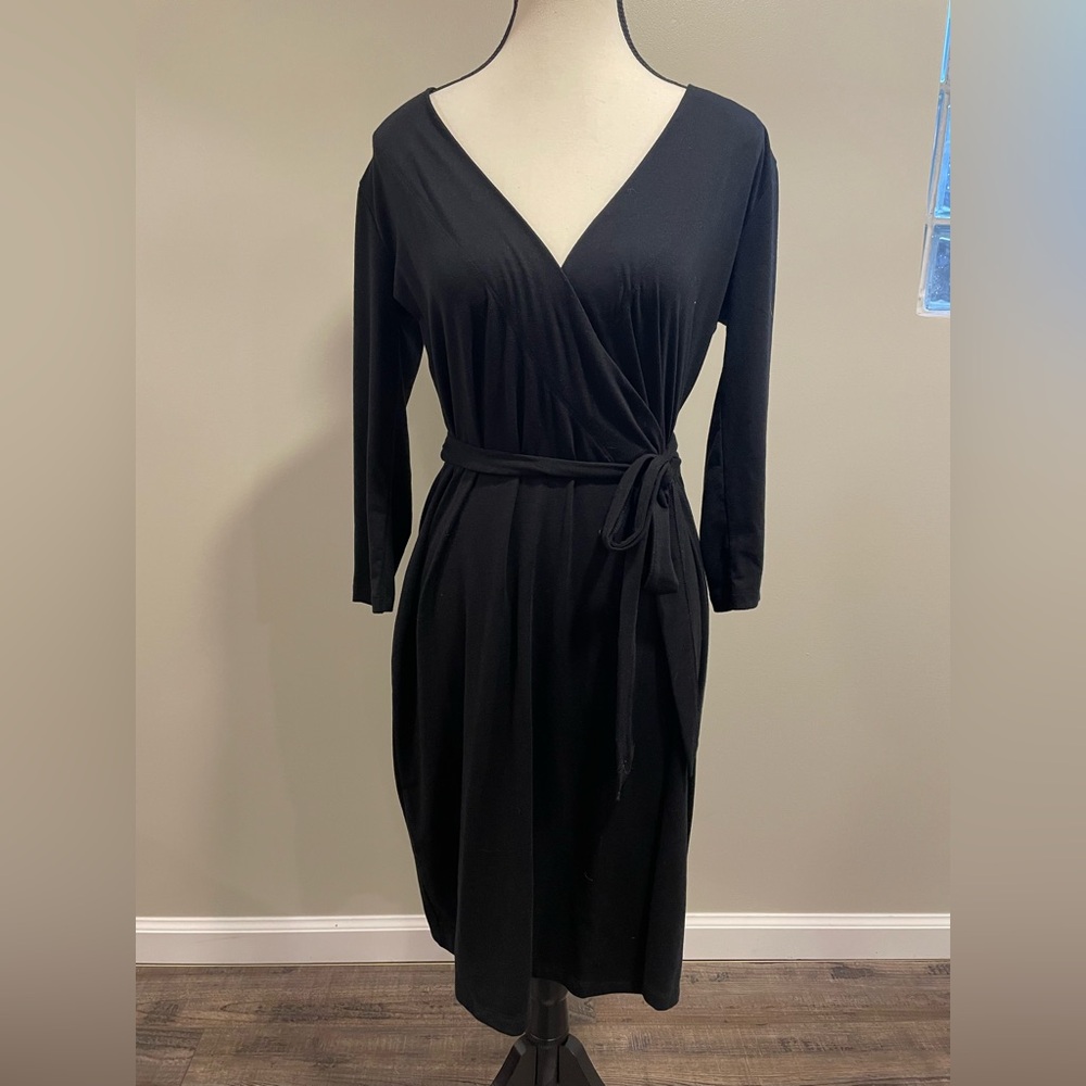 Knit Black Wrap Dress